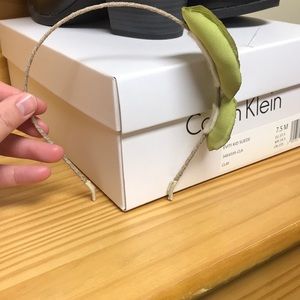 Green beaded floral head band